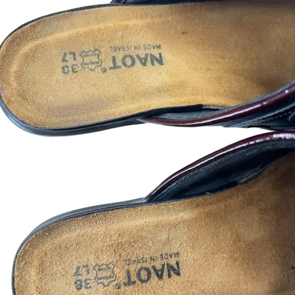 Naot Clogs Leather Mule Block Heel Womens Comfort Shoe Sz EU 38 US 7.5 Slip-on