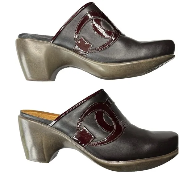Naot Clogs Leather Mule Block Heel Womens Comfort Shoe Sz EU 38 US 7.5 Slip-on