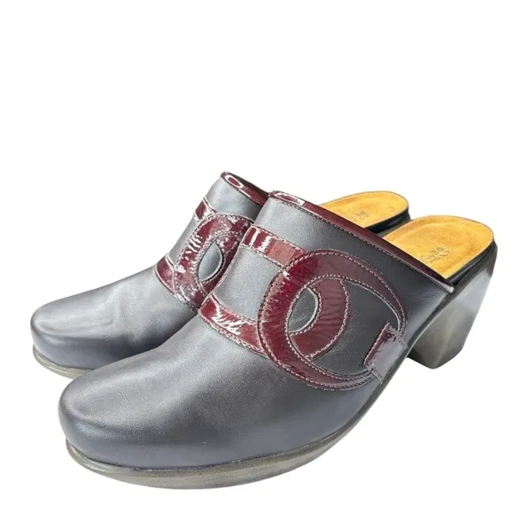 Naot Clogs Leather Mule Block Heel Womens Comfort Shoe Sz EU 38 US 7.5 Slip-on