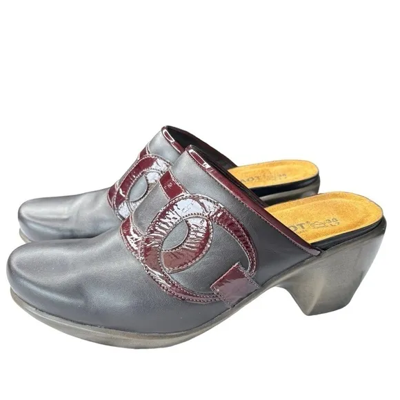 Naot Clogs Leather Mule Block Heel Womens Comfort Shoe Sz EU 38 US 7.5 Slip-on