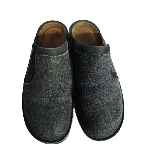 Naot Gray Wool Felt Leather Mule Clogs Slip On 38