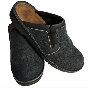 Naot Gray Wool Felt Leather Mule Clogs Slip On 38