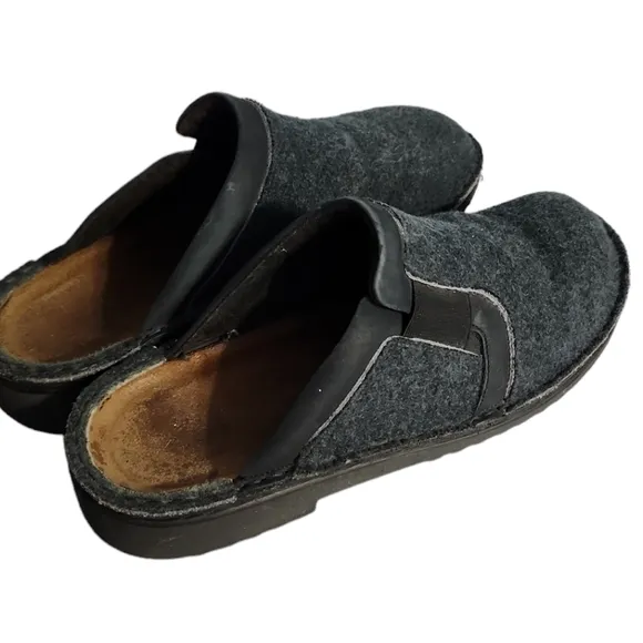 Naot Gray Wool Felt Leather Mule Clogs Slip On 38