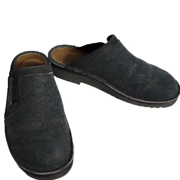 Naot Gray Wool Felt Leather Mule Clogs Slip On 38