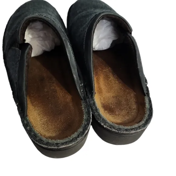 Naot Gray Wool Felt Leather Mule Clogs Slip On 38