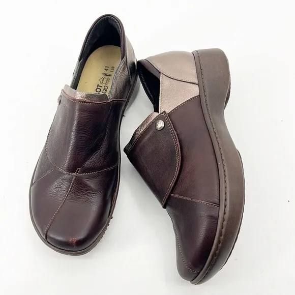 Naot Leather Slip-Ons Lagoon Brown Leather Combo size 41 US 10