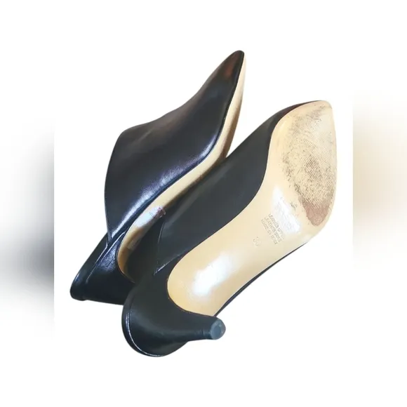 Napoleoni Black Leather Women's Made in Italy Pointed Toes Mules Sz 38