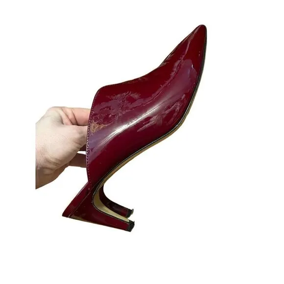 Napoleoni Glossy Patent Leather Heeled Mules Maroon Red Italy Sz. 39 (US 8.5)