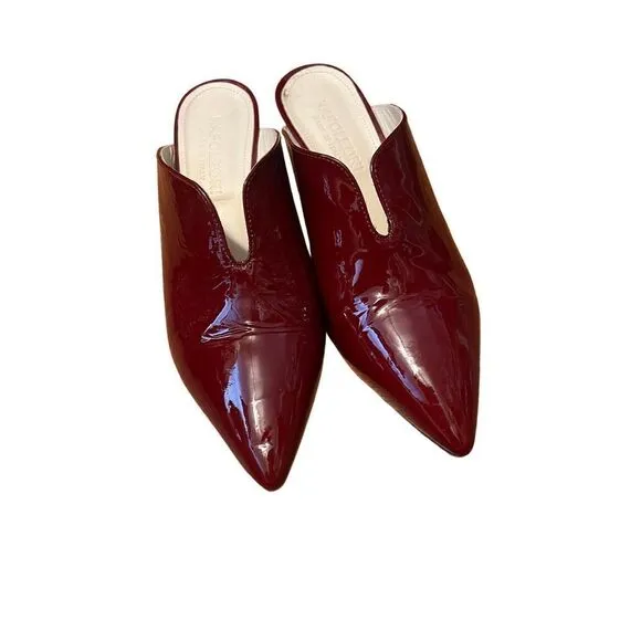 Napoleoni Glossy Patent Leather Heeled Mules Maroon Red Italy Sz. 39 (US 8.5)