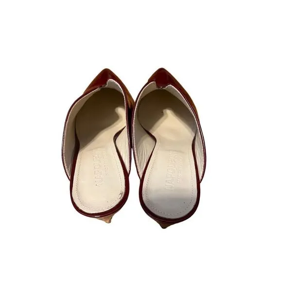 Napoleoni Glossy Patent Leather Heeled Mules Maroon Red Italy Sz. 39 (US 8.5)