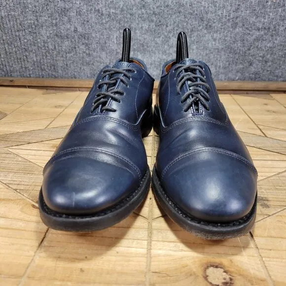 NARROW Allen Edmonds  &quot;PARK AVENUE&quot; Cap-Toe Oxfords 9 A Navy Made in USA