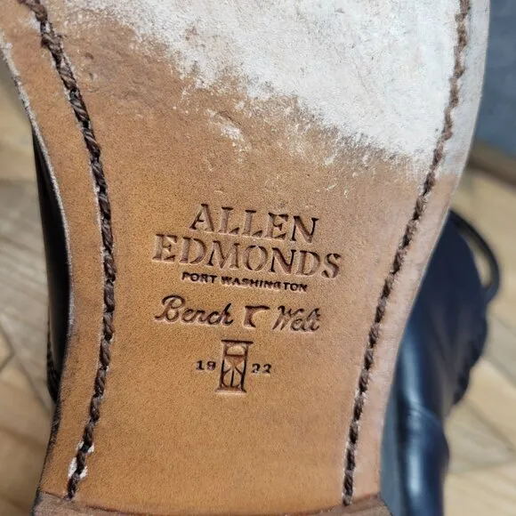 NARROW Allen Edmonds  &quot;PARK AVENUE&quot; Cap-Toe Oxfords 9 A Navy Made in USA