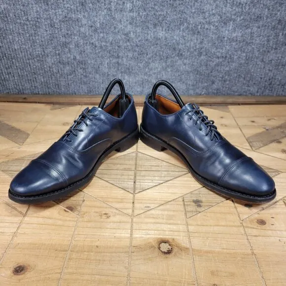 NARROW Allen Edmonds  &quot;PARK AVENUE&quot; Cap-Toe Oxfords 9 A Navy Made in USA