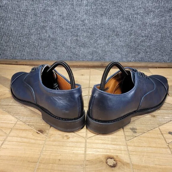 NARROW Allen Edmonds  &quot;PARK AVENUE&quot; Cap-Toe Oxfords 9 A Navy Made in USA