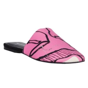 Natori Womens Adore Hana Satin Pink And Black  Slip On Mules Size 6