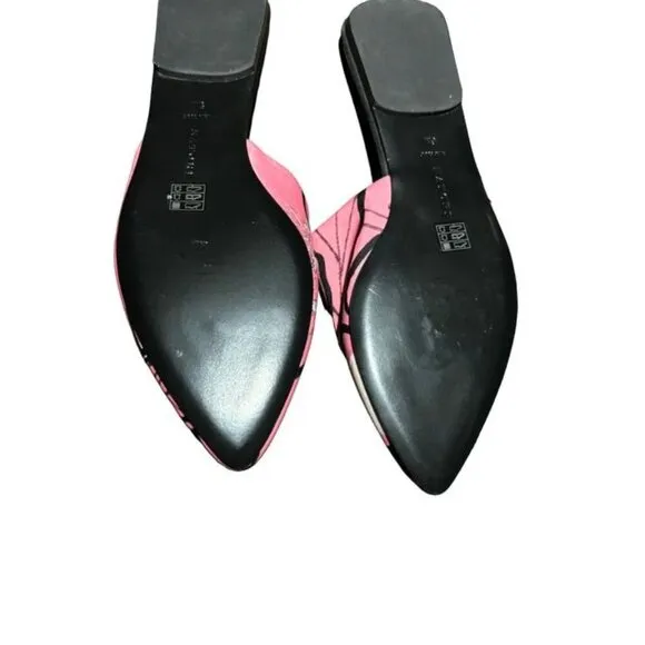 Natori Womens Adore Hana Satin Pink And Black  Slip On Mules Size 6
