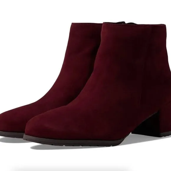 Naturalizer Bay Waterproof Bootie in Cabernet Sauvignon Suede (WIDE)