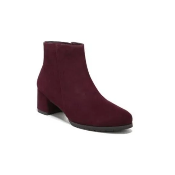 Naturalizer Bay Waterproof Bootie in Cabernet Sauvignon Suede (WIDE)