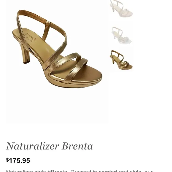 Naturalizer Brenta bronze pearl 3” slingback strappy heel NIB 12M