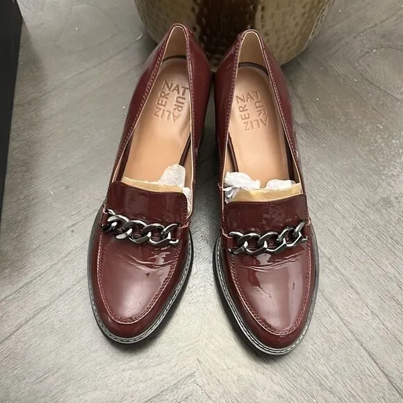 Naturalizer Callie Patent Leather Chain Detail Lug Sole Moc Loafer Pumps (WIDE)