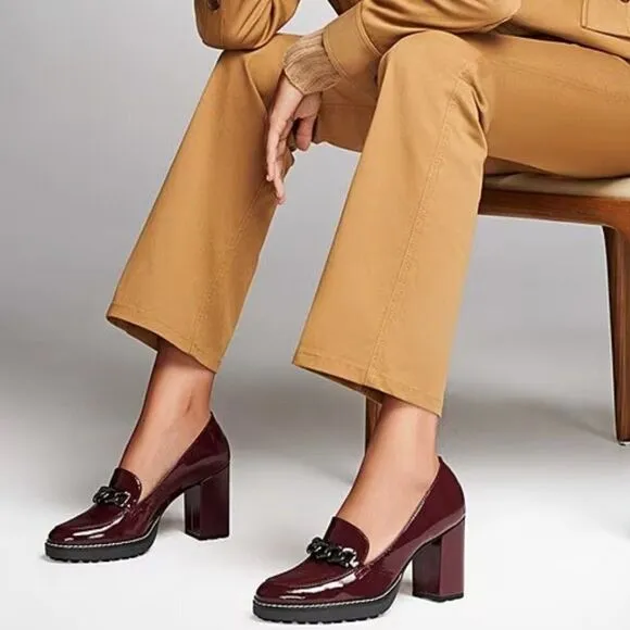 Naturalizer Callie Patent Leather Chain Detail Lug Sole Moc Loafer Pumps