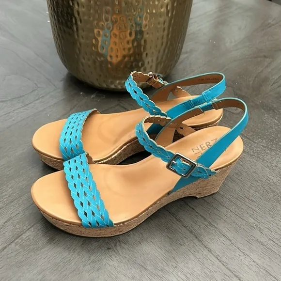 NATURALIZER   Carlita Wedge Sandal In Lagoon Breeze (WIDE)