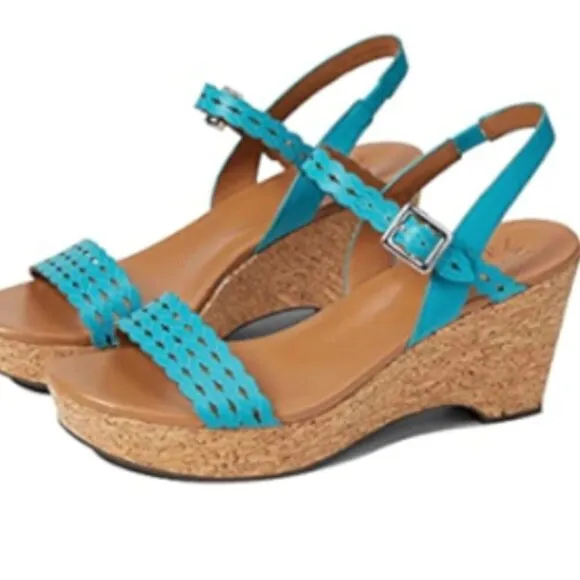 NATURALIZER   Carlita Wedge Sandal In Lagoon Breeze (WIDE)