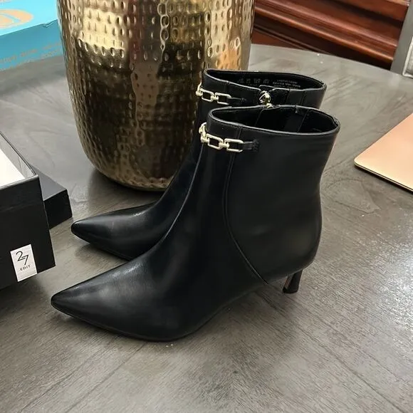 Naturalizer Frida Leather Chain Hardware Dress Booties (Wide)