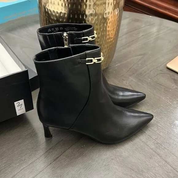 Naturalizer Frida Leather Chain Hardware Dress Booties (Wide)