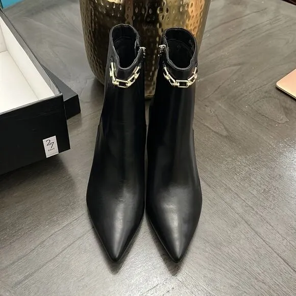 Naturalizer Frida Leather Chain Hardware Dress Booties (Wide)