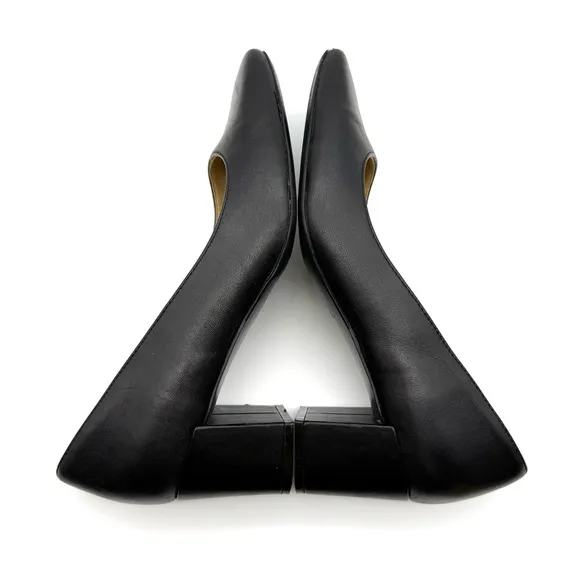 Naturalizer Karina Black Leather Square Toe Block Heel Pump 8.5 Wide