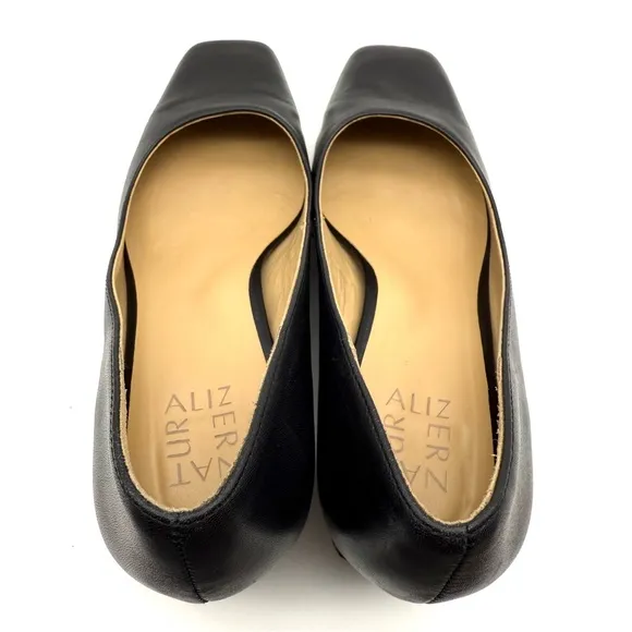 Naturalizer Karina Black Leather Square Toe Block Heel Pump 8.5 Wide