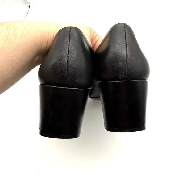 Naturalizer Karina Black Leather Square Toe Block Heel Pump 8.5 Wide