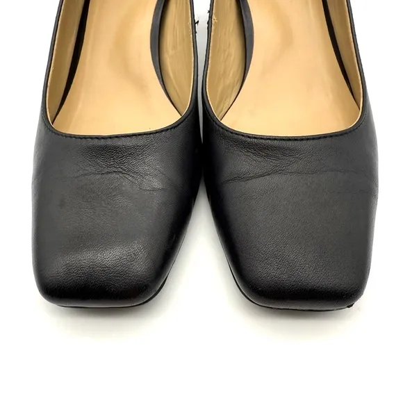 Naturalizer Karina Black Leather Square Toe Block Heel Pump 8.5 Wide