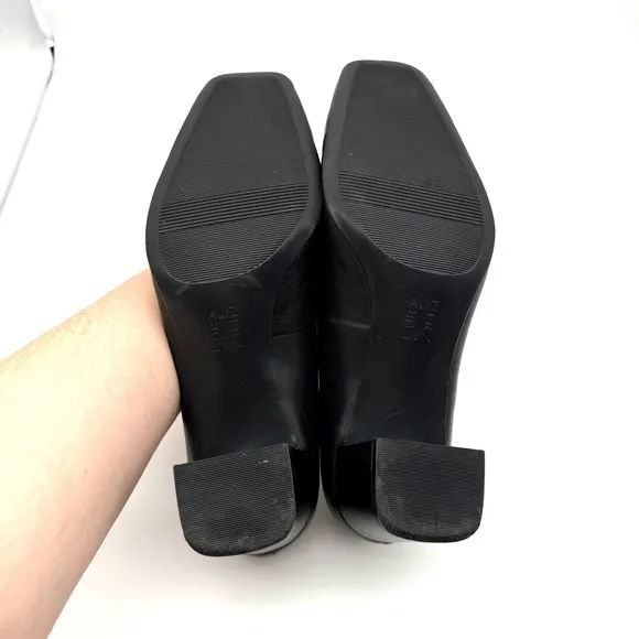Naturalizer Karina Black Leather Square Toe Block Heel Pump 8.5 Wide