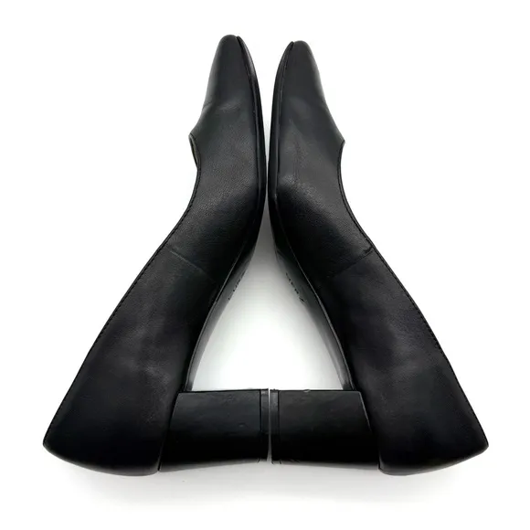 Naturalizer Karina Black Leather Square Toe Block Heel Pump 8.5 Wide