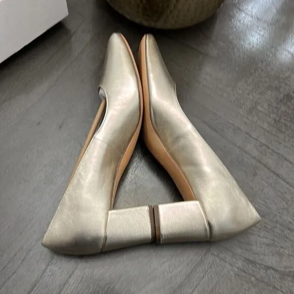 Naturalizer Karina Metallic Leather Block Heel Pumps