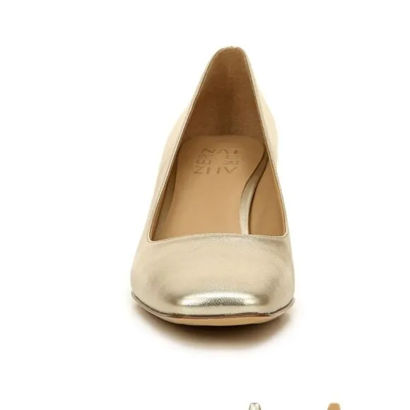 Naturalizer Karina Metallic Leather Block Heel Pumps