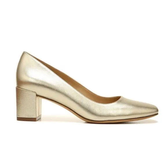 Naturalizer Karina Metallic Leather Block Heel Pumps