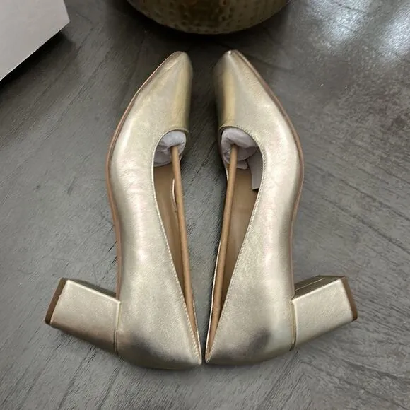 Naturalizer Karina Metallic Leather Block Heel Pumps