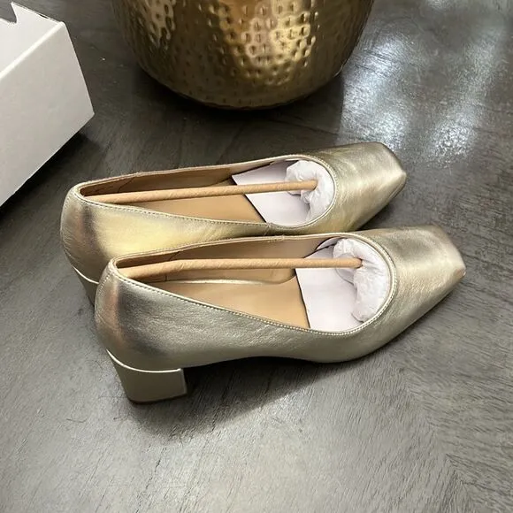Naturalizer Karina Metallic Leather Block Heel Pumps