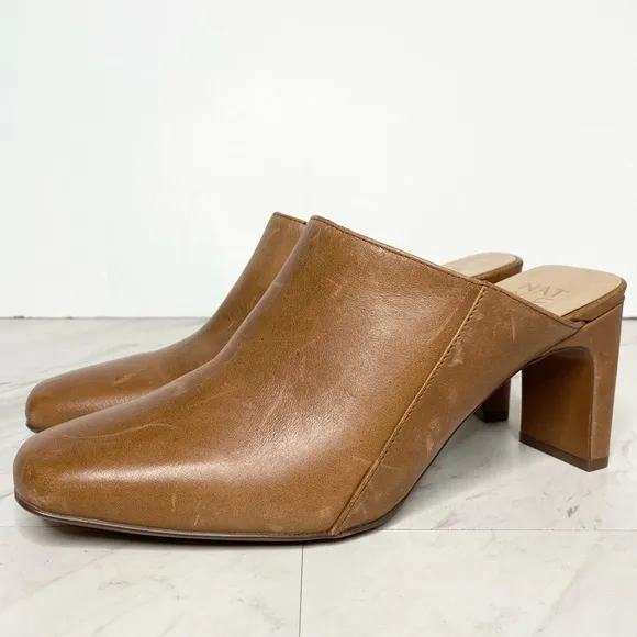 Naturalizer Paloma Brown Leather Square Toe Mule 8 1/2 M