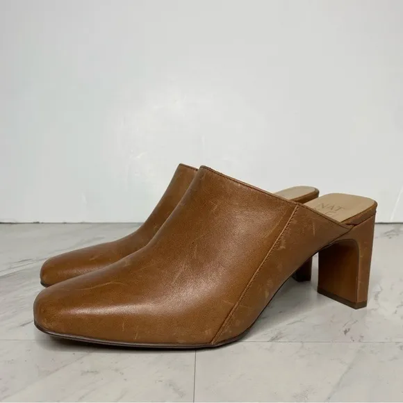 Naturalizer Paloma Brown Leather Square Toe Mule 8 1/2 M
