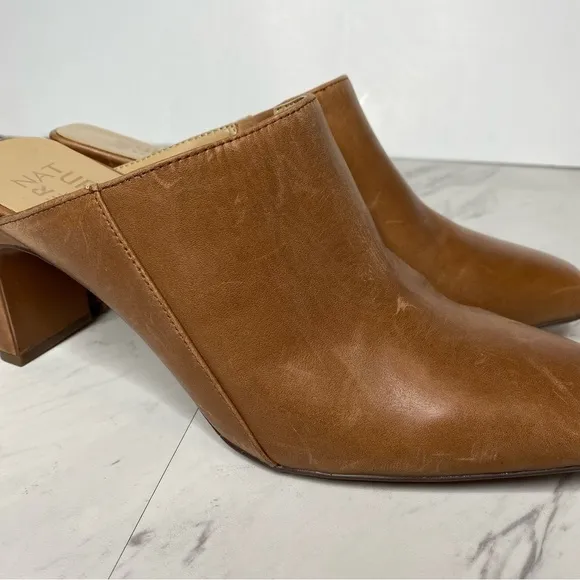 Naturalizer Paloma Brown Leather Square Toe Mule 8 1/2 M