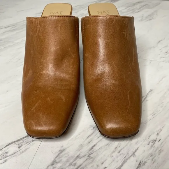 Naturalizer Paloma Brown Leather Square Toe Mule 8 1/2 M