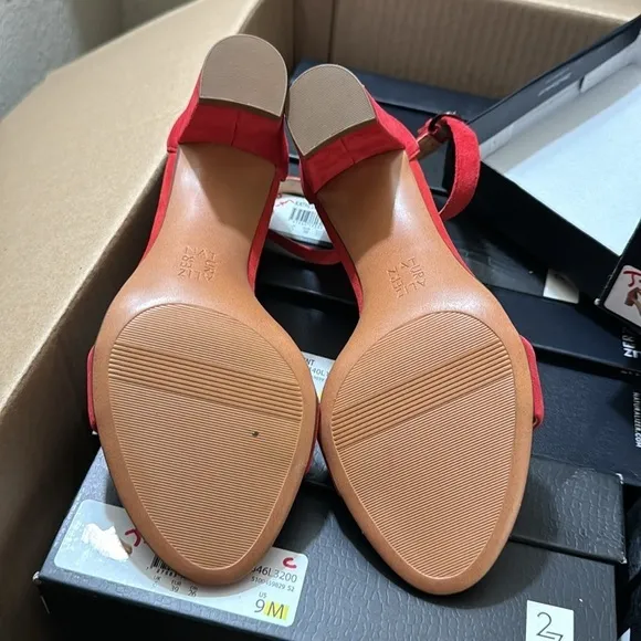NATURALIZER Vera Ankle Strap Sandal in Hot Sauce Suede (WIDE)