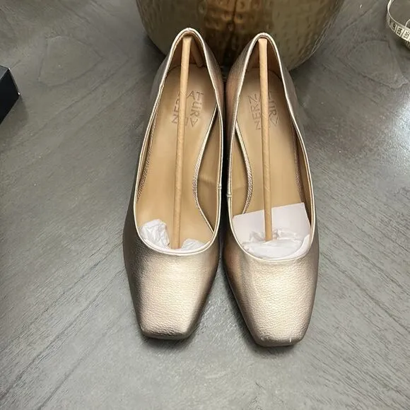 NATURALIZER Warner Square Toe Pump In Warm Silver (WIDE)