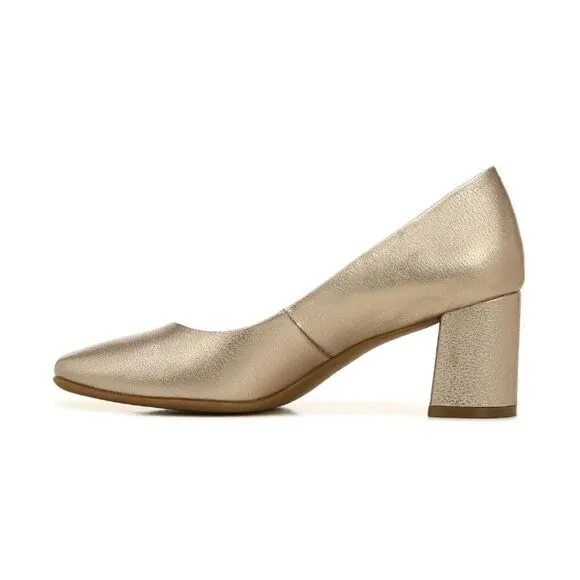 NATURALIZER Warner Square Toe Pump In Warm Silver (WIDE)