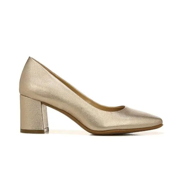 NATURALIZER Warner Square Toe Pump In Warm Silver (WIDE)