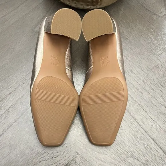 NATURALIZER Warner Square Toe Pump In Warm Silver (WIDE)